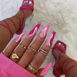 Multi Roze Swirl Nepnagels