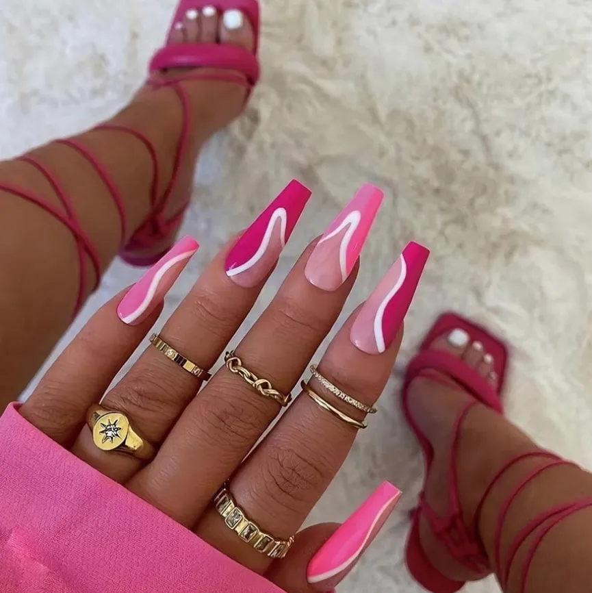Multi Roze Swirl Nepnagels