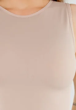 Naadloze Shaping Top in Beige met Hoge Halslijn