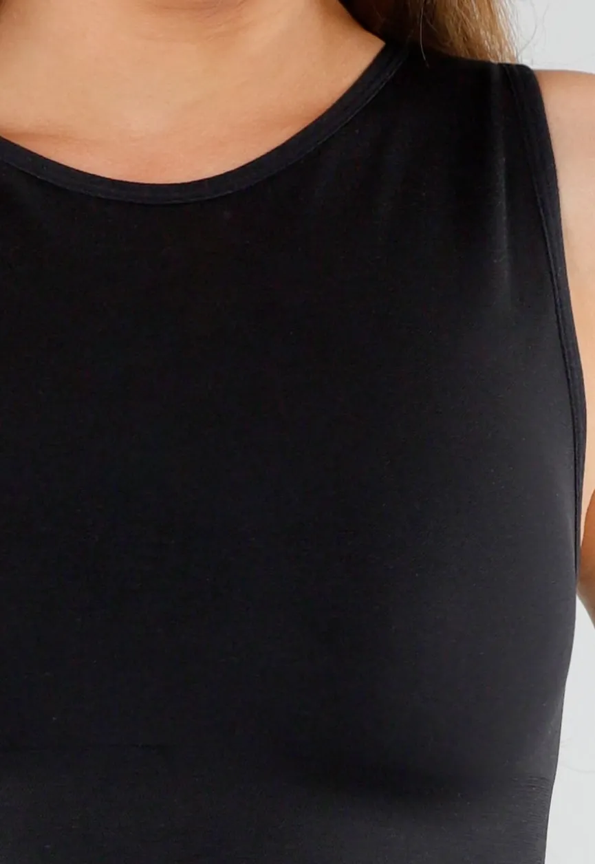 Naadloze Shaping Top in Zwart met Hoge Halslijn