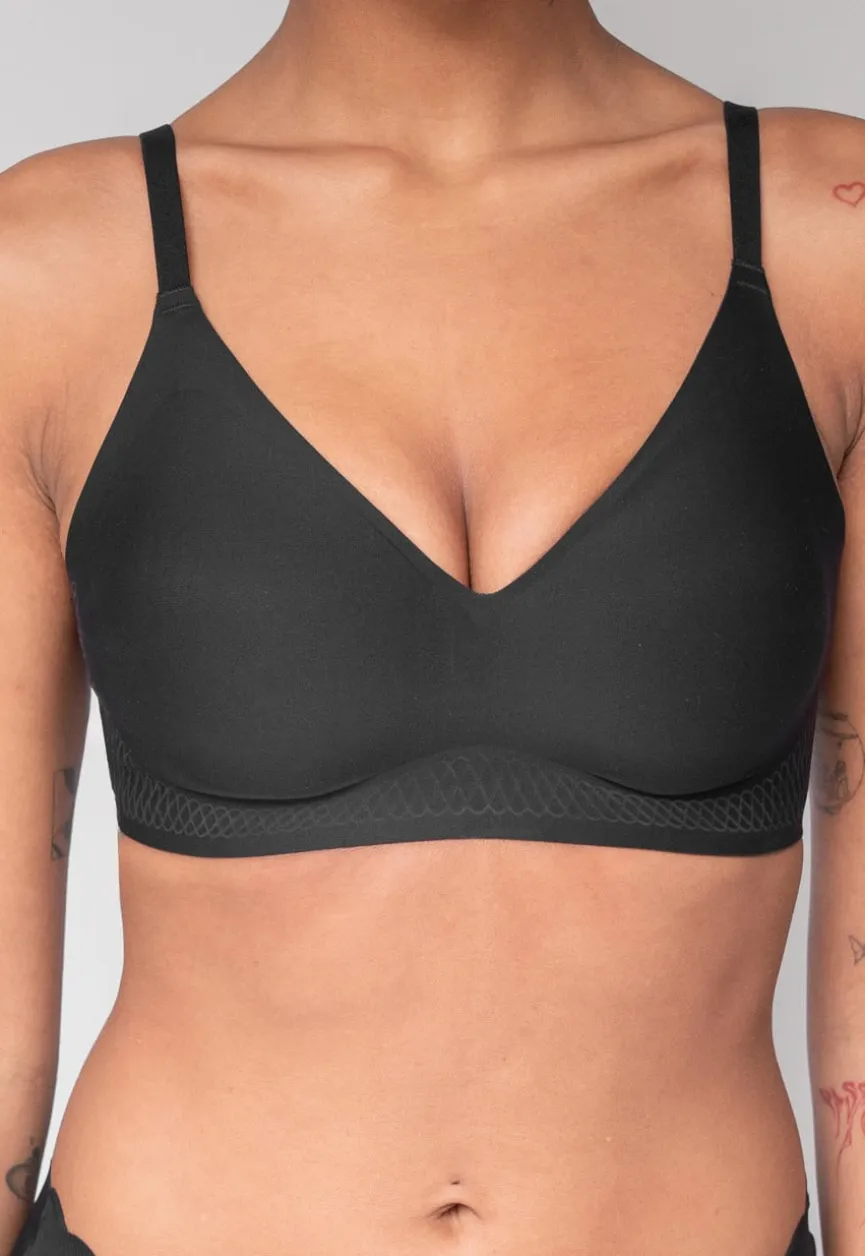 Naadloze Zwarte Softstretch BH Zonder Beugel
