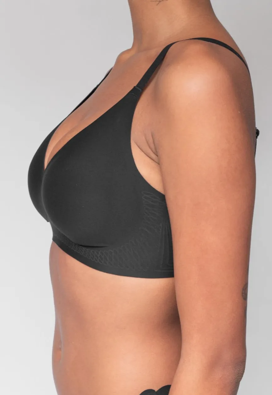 Naadloze Zwarte Softstretch BH Zonder Beugel