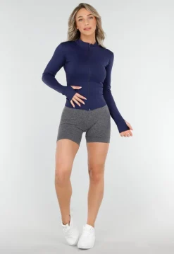 Navy Getailleerd Sportvest met Stretch en Duimgaten