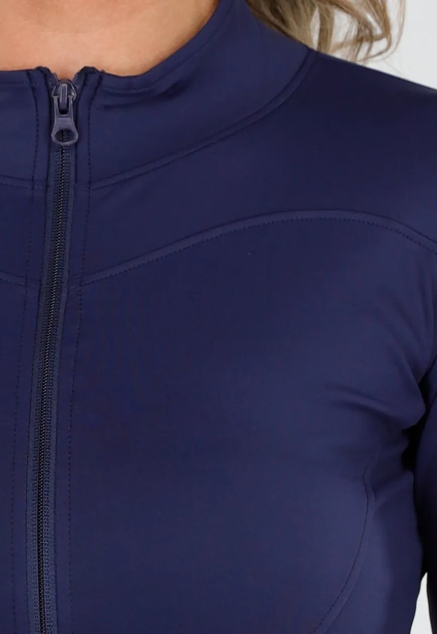 Navy Getailleerd Sportvest met Stretch en Duimgaten
