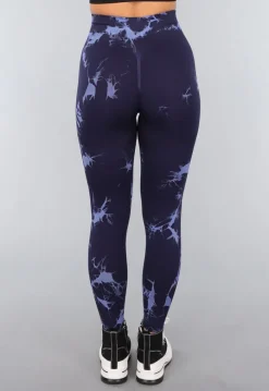 Navy Sportlegging met Tie Dye Print