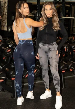 Navy Sportlegging met Tie Dye Print