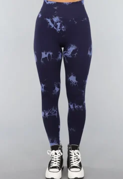 Navy Sportlegging met Tie Dye Print