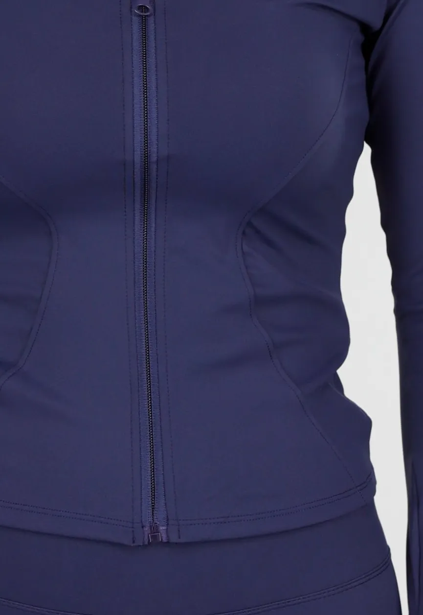 Navy Stretch Sportset met Strakke Legging en Vestje