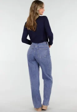 Navy Top met Stretch Lange Mouw