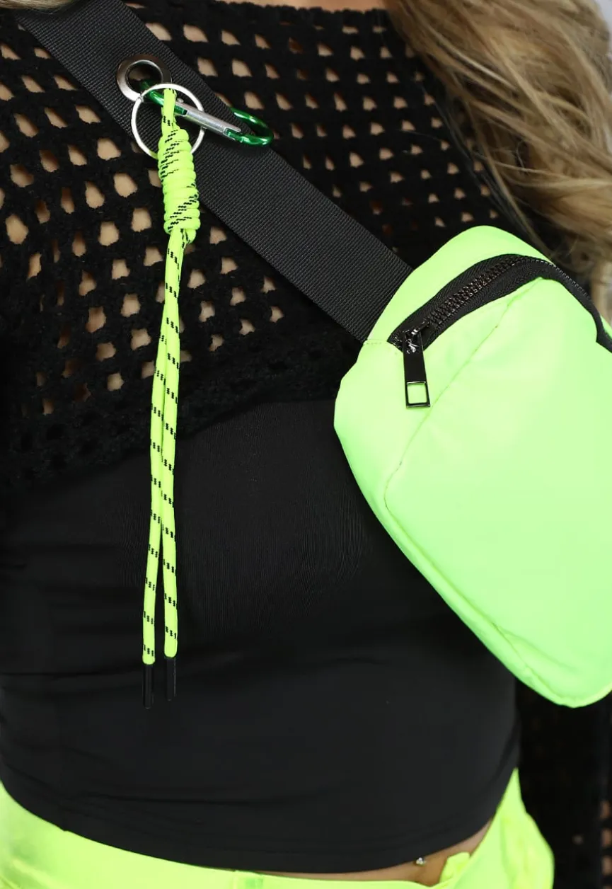 Neon Groene Fanny Pack met Karabijnhaak