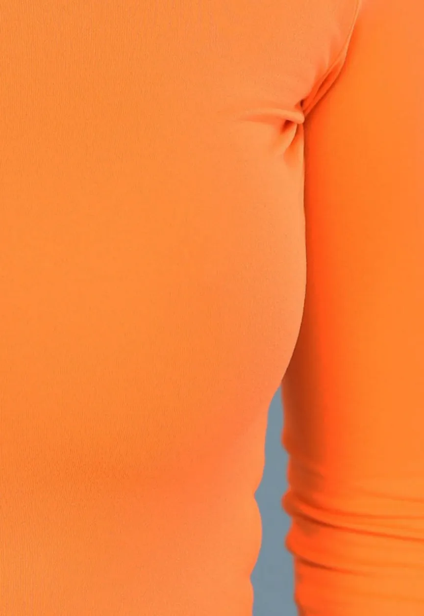 Neon Oranje Top met One Shoulder