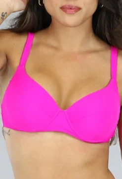 Neon Roze Push Up Beugel Bikinitop