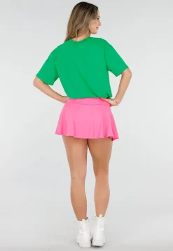Neon Roze Stretch Skort met Binnenbroekje en Zakken