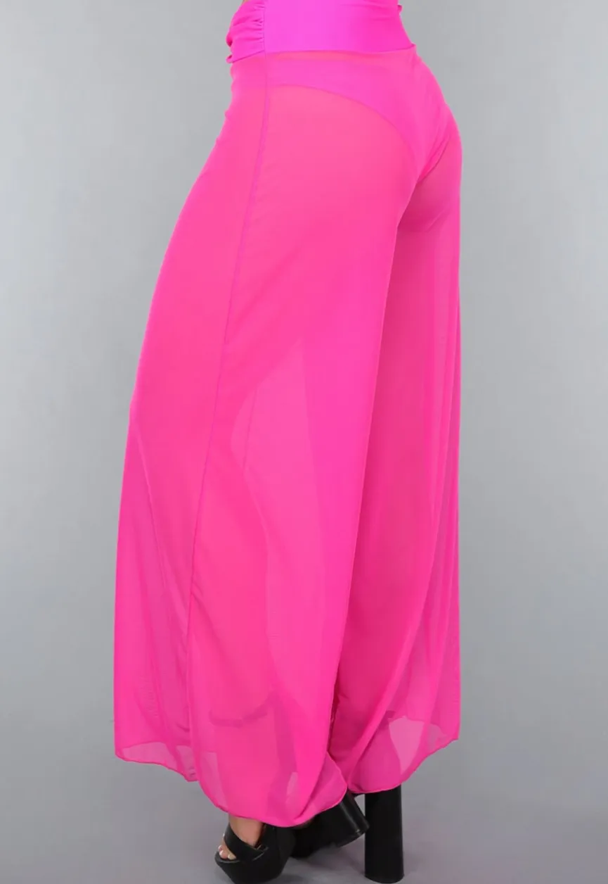 Neon Roze Wide Leg Cover-Up Broek