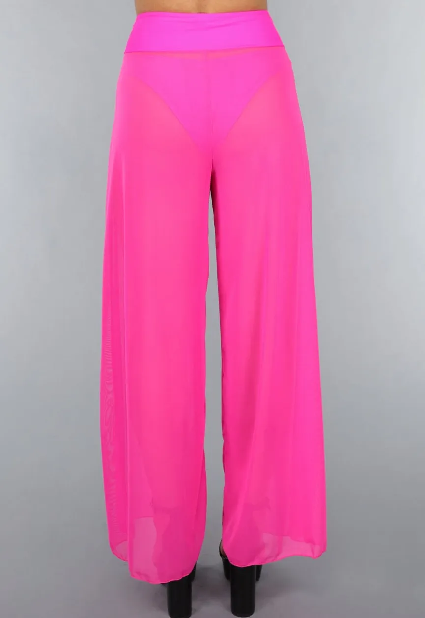 Neon Roze Wide Leg Cover-Up Broek