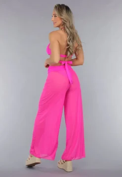 Neon Roze Wide Leg Cover-Up Broek