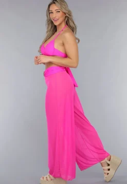 Neon Roze Wide Leg Cover-Up Broek
