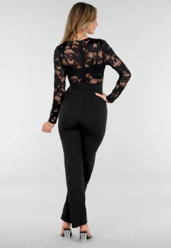Nette Zwarte Jumpsuit met Kant en Tailleriem