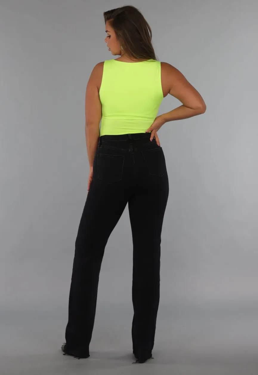 Noen Gele Vierkante Hals Bodysuit