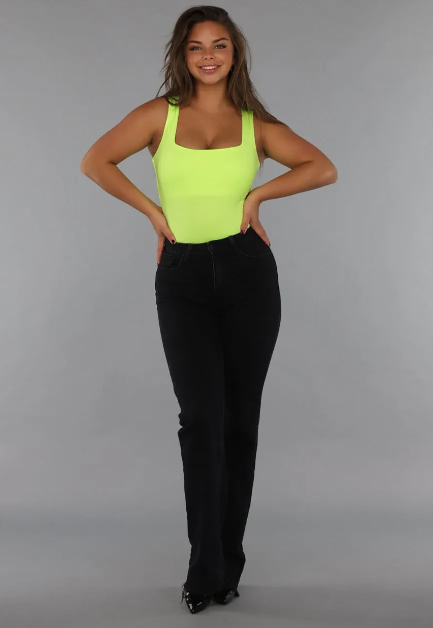 Noen Gele Vierkante Hals Bodysuit