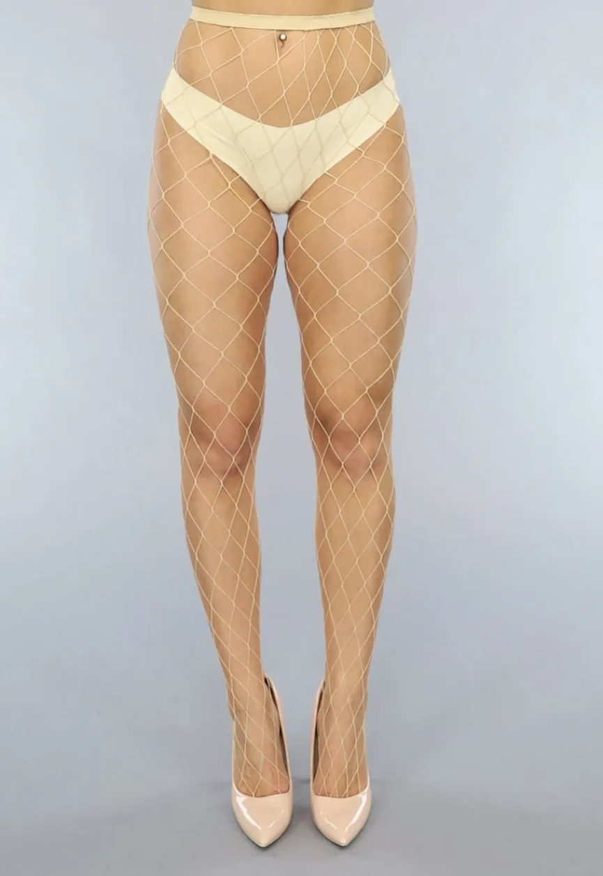 Nude Panty met Fishnet Patroon Extra Groot