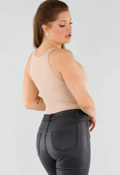 Nude String Body Mouwloos met Hoge Hals