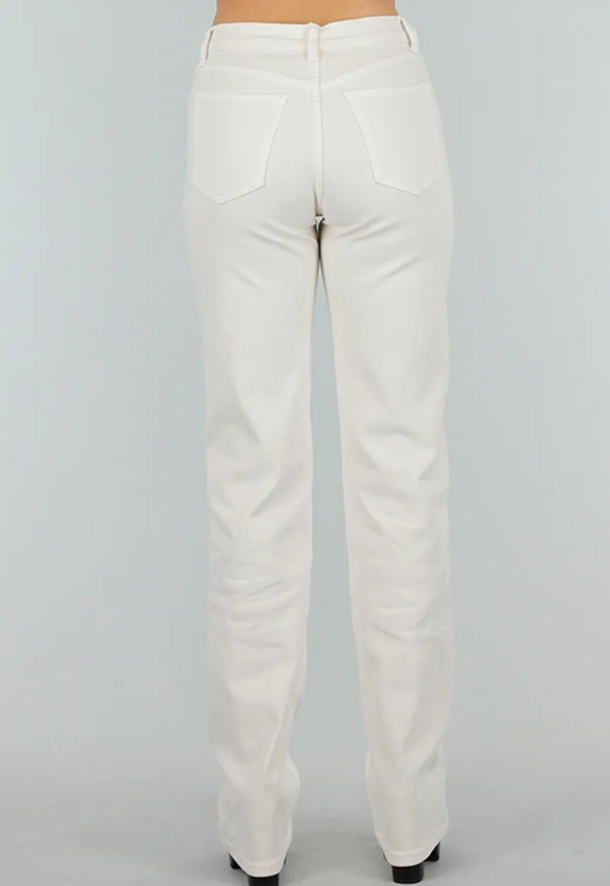 Offwhite Jeansbroek in Tall Fit met Stretch, Straight Leg en Mid Waist