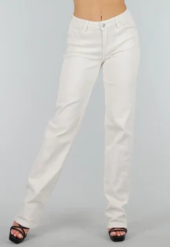 Offwhite Jeansbroek in Tall Fit met Stretch, Straight Leg en Mid Waist