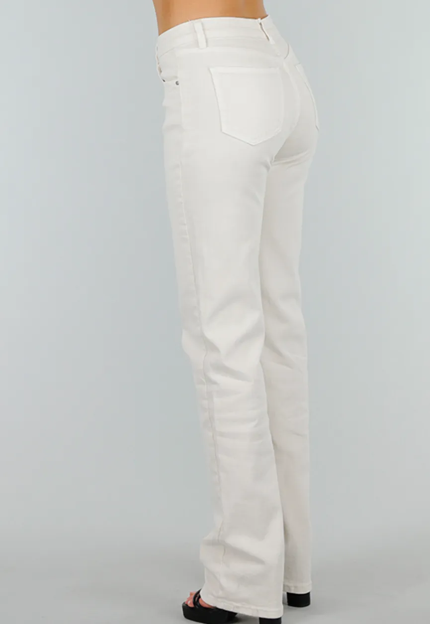 Offwhite Jeansbroek in Tall Fit met Stretch, Straight Leg en Mid Waist