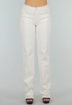 Offwhite Jeansbroek in Tall Fit met Stretch, Straight Leg en Mid Waist