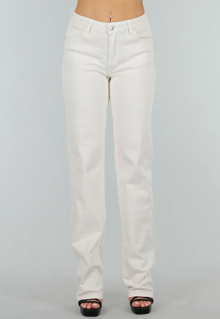 Offwhite Jeansbroek in Tall Fit met Stretch, Straight Leg en Mid Waist