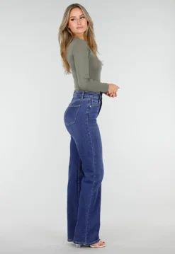Olijfgroene Body met Lange Mouwen en Stretch