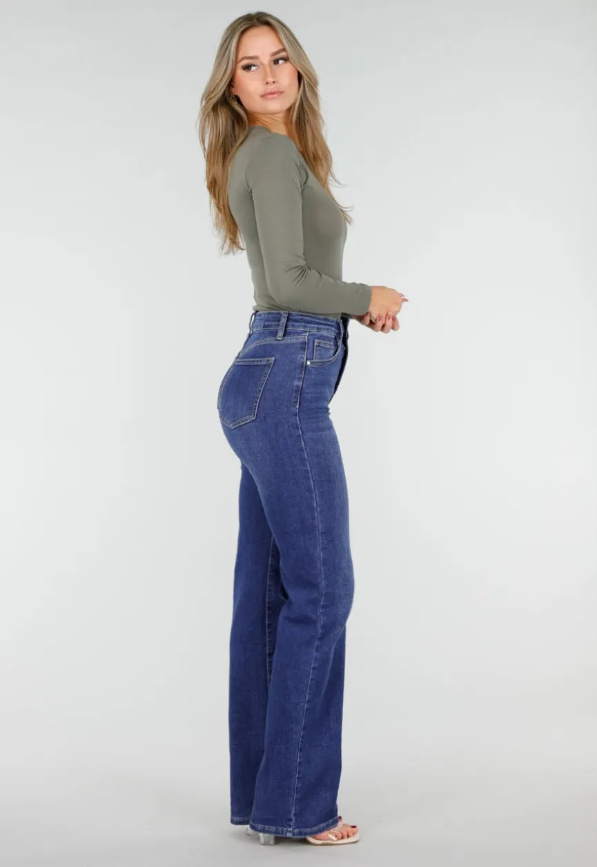 Olijfgroene Body met Lange Mouwen en Stretch