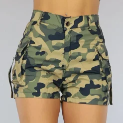 Olijfgroene Camo Cargo Short