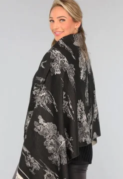 Omslagdoek met Print in Zwart