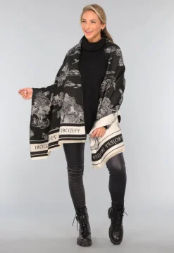 Omslagdoek met Print in Zwart