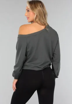 One Shoulder Antraciet Trui