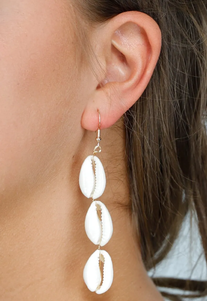 Oorhangers met Drie Witte Kauri Schelpjes