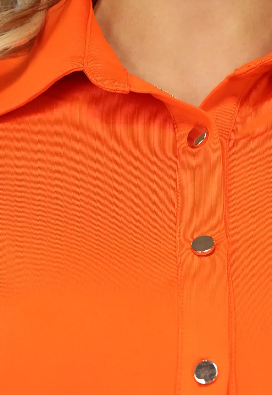 Oranje Blouse met Gouden Knopen