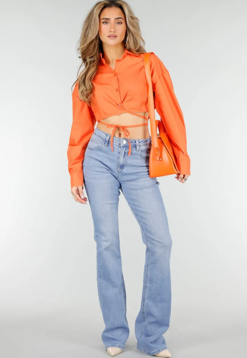 Oranje Blouse met Strap Details