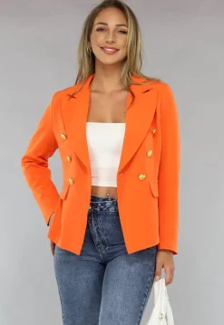 Oranje Button Blazer