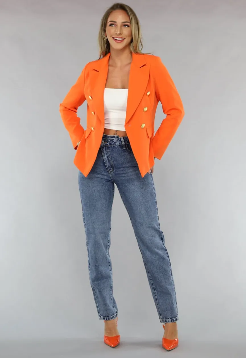 Oranje Button Blazer