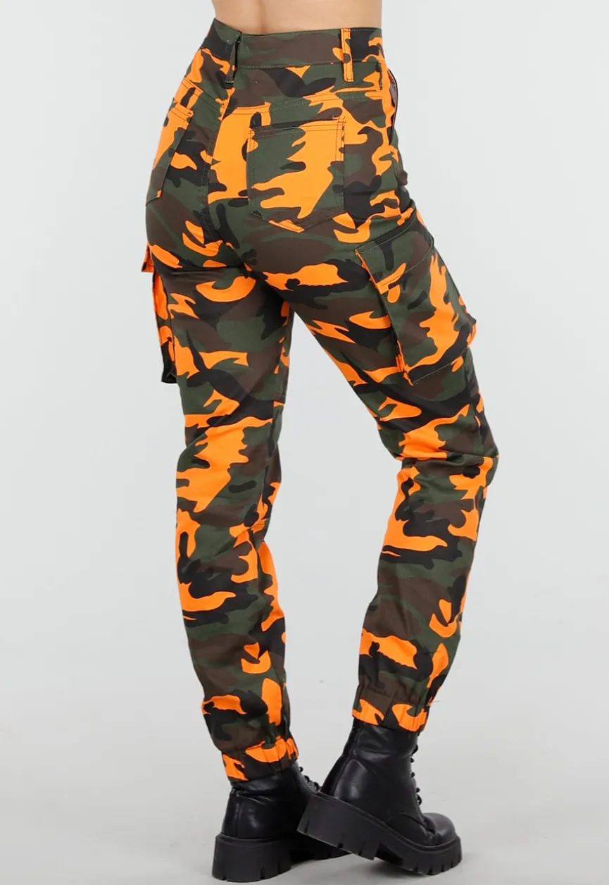 Oranje Camouflage Cargo Broek met Steekzakken
