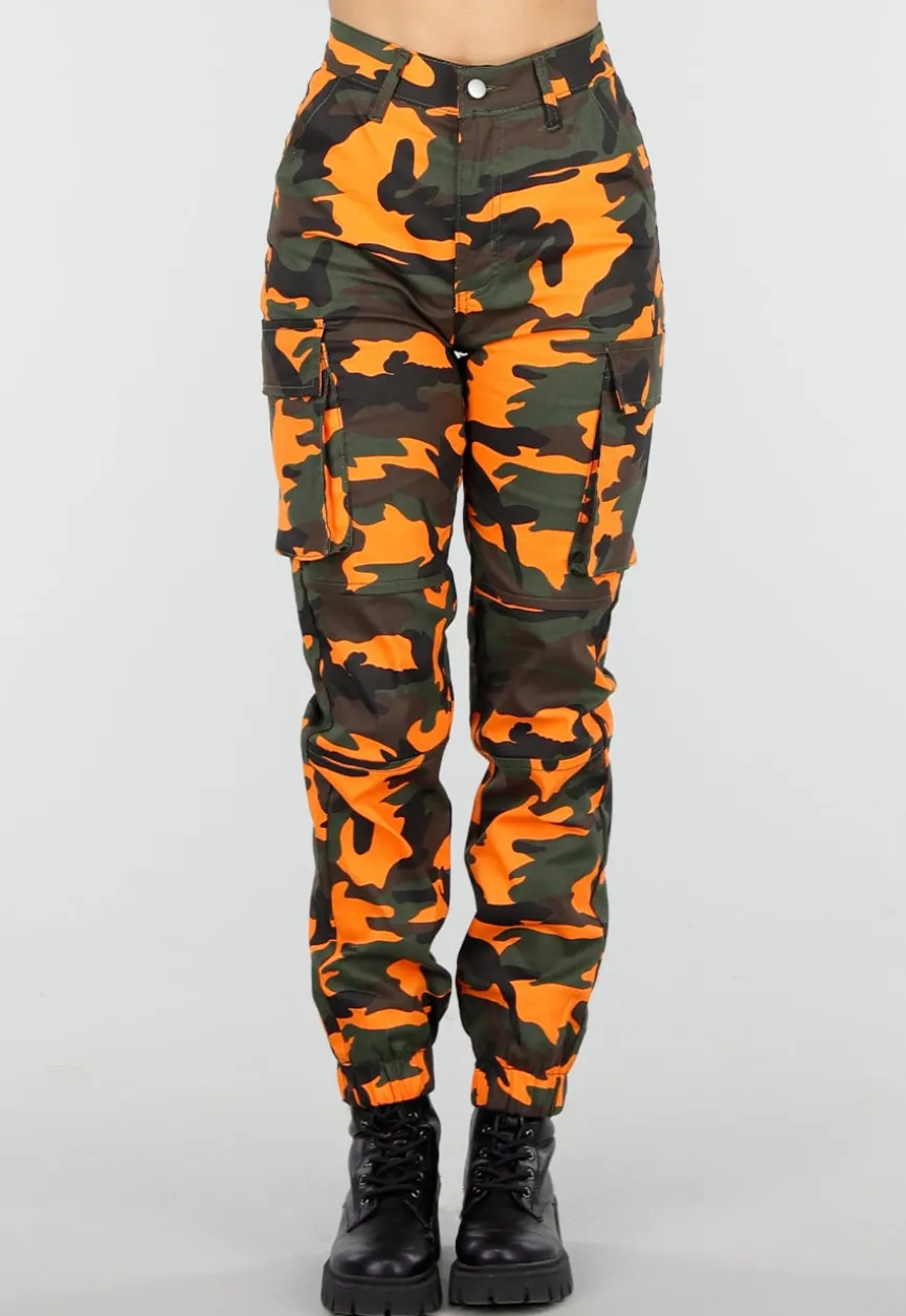 Oranje Camouflage Cargo Broek met Steekzakken