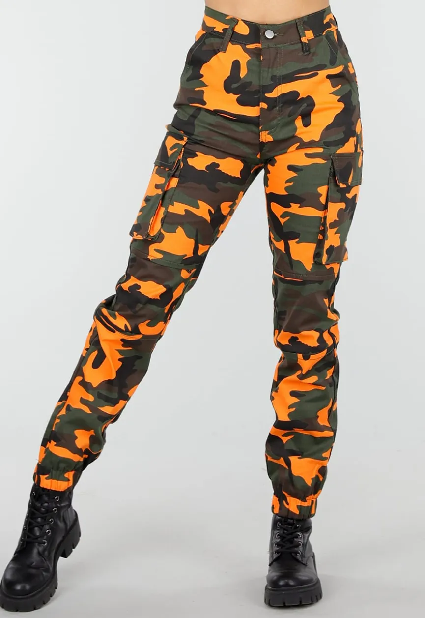Oranje Camouflage Cargo Broek met Steekzakken