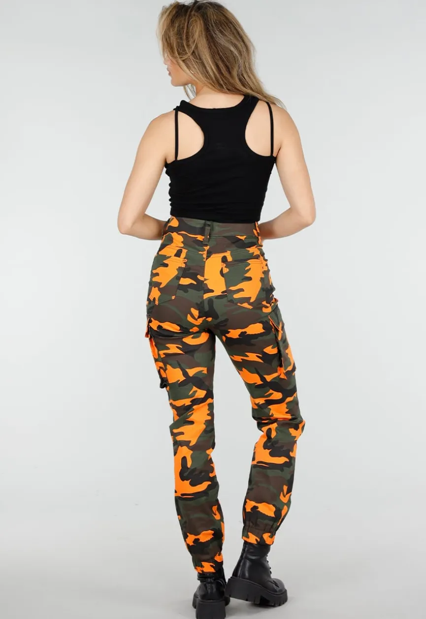 Oranje Camouflage Cargo Broek met Steekzakken