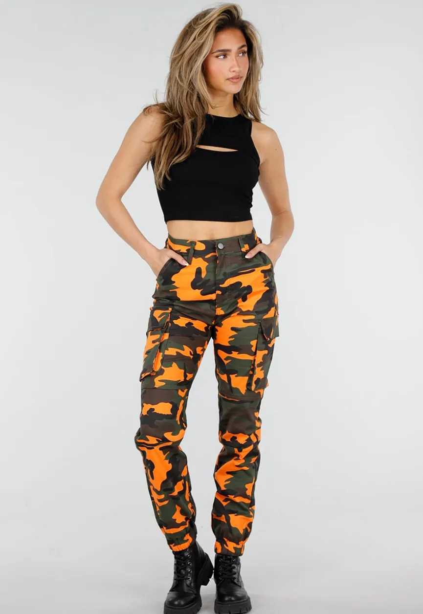 Oranje Camouflage Cargo Broek met Steekzakken