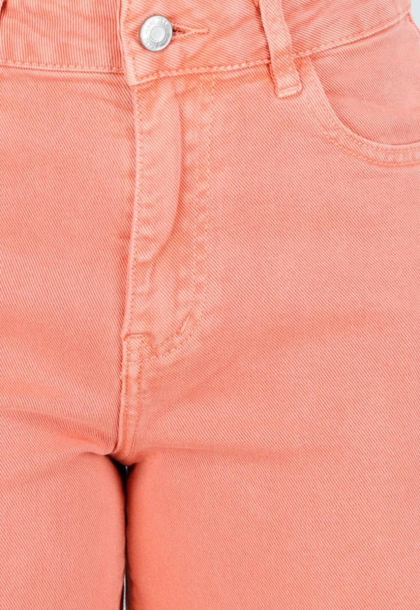 Oranje Denim Wide Leg Jeans met Hoge Taille en Stretch