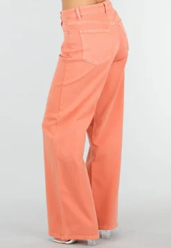 Oranje Denim Wide Leg Jeans met Hoge Taille en Stretch