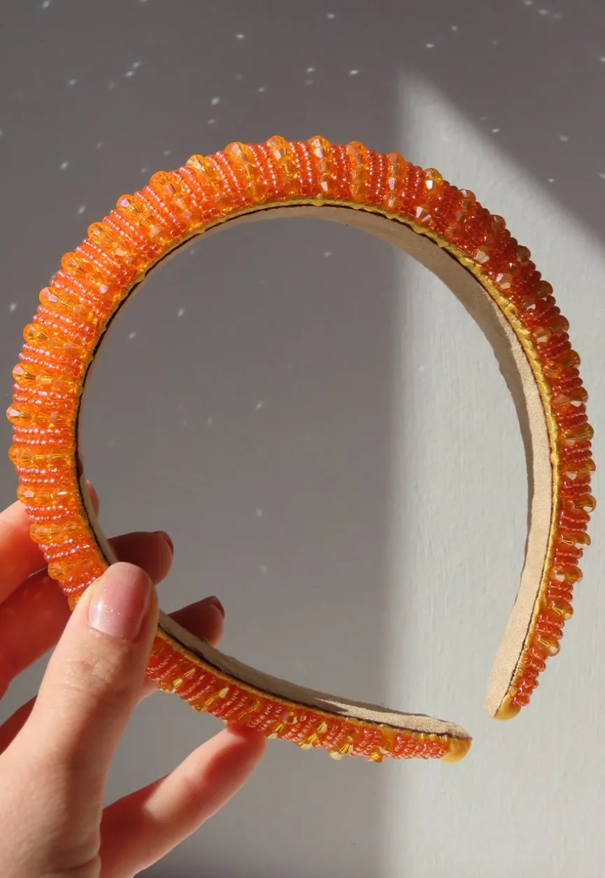 Oranje Haarband met Kraaltjes